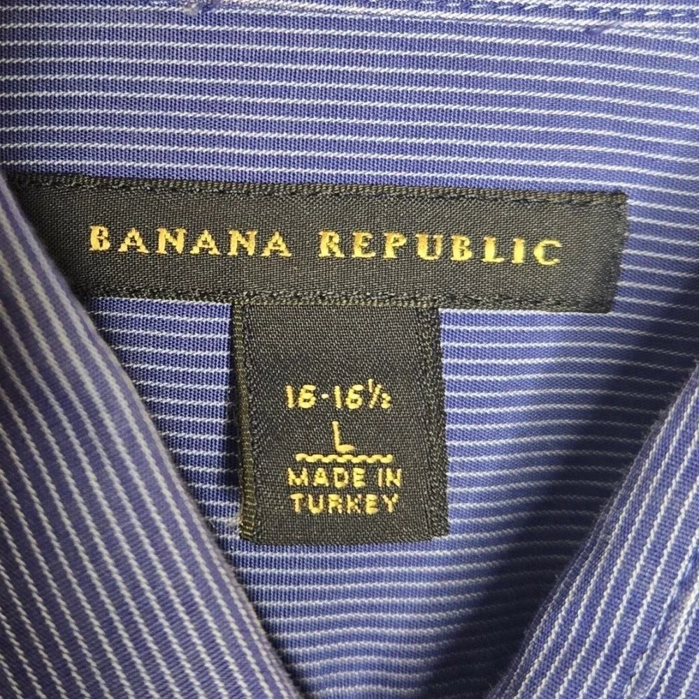 Banana Republic Dress Shirt Striped‎ Long Sleeve Button Down Blue Mens L